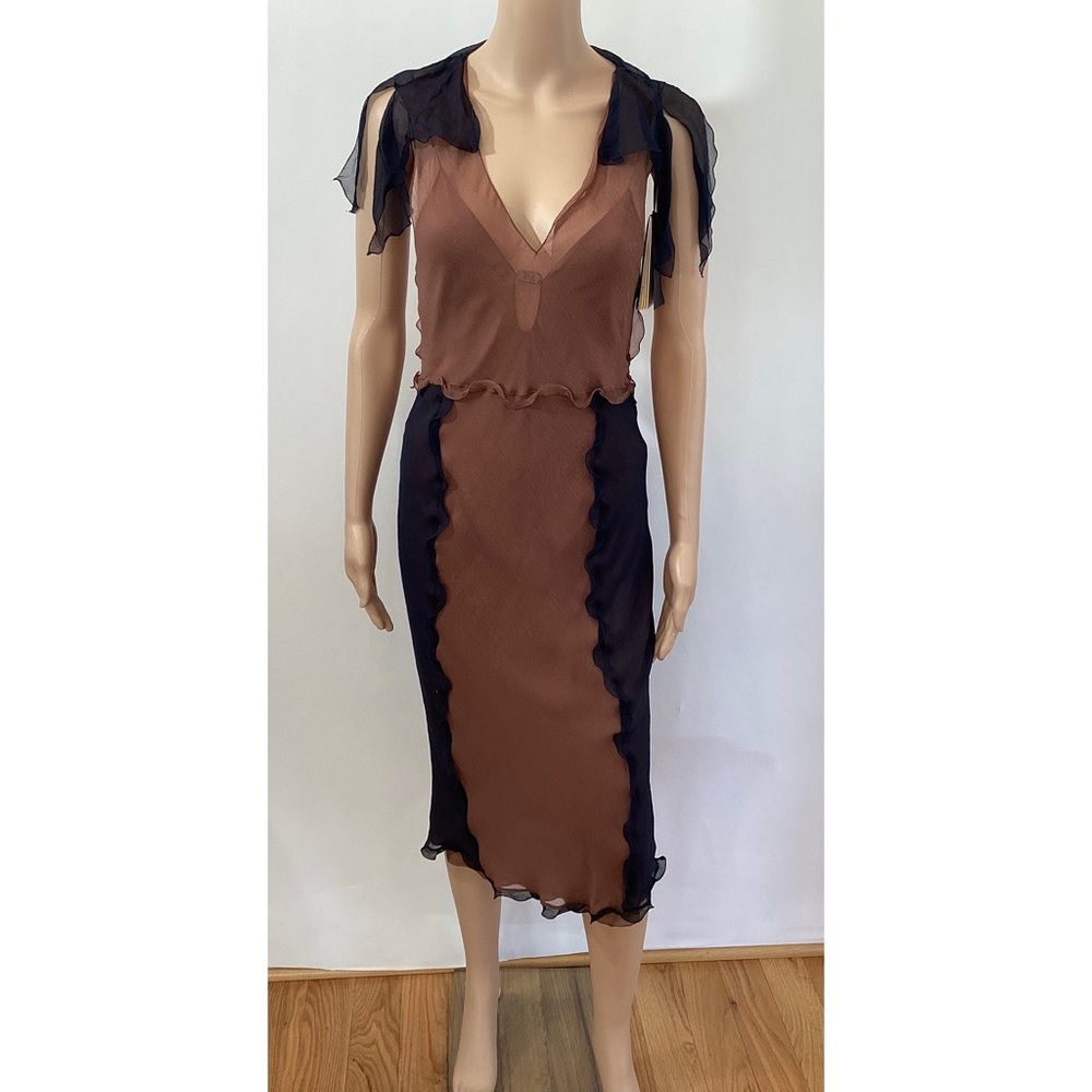 FENDI BICOLOR CHIFFON MIDI DRESS 2022 COLLECTION